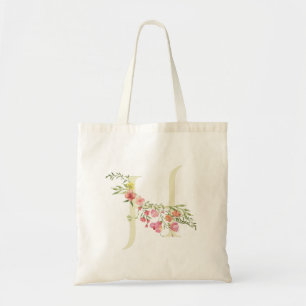 Blumenfeder-Monogramm H Hochzeitsstift Brautparty Tragetasche