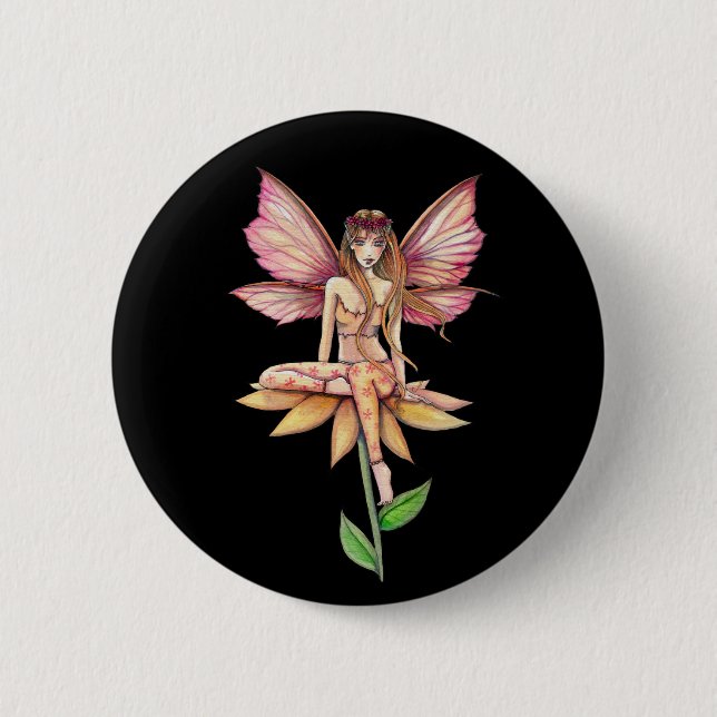 Blumenfee Knopfnadel Button (Vorderseite)