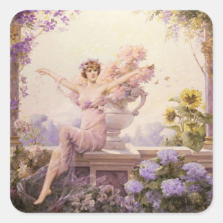 Blumenfee Quadratischer Aufkleber
