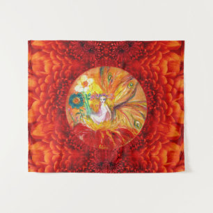 BLUMENFEE Red Yellow Fantasie Wandteppich