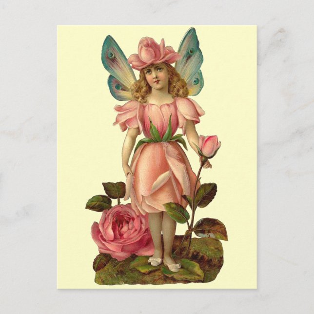 Blumenfee "Rose" Postkarte (Vorderseite)