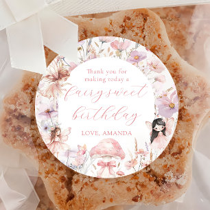 Blumenfee zum ersten Geburtstag Party-Aufkleber Runder Aufkleber