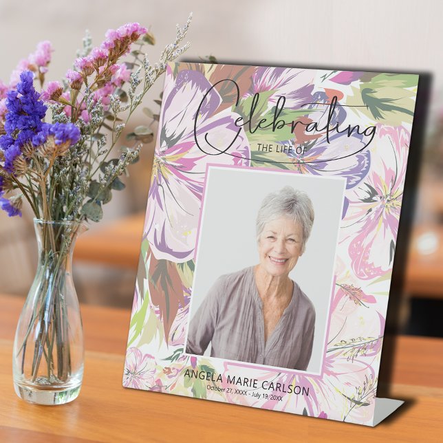 Blumenfeier zur Beerdigung des Lebens Sockelschild (Floral Celebration of Life Funeral Pedestal Sign)