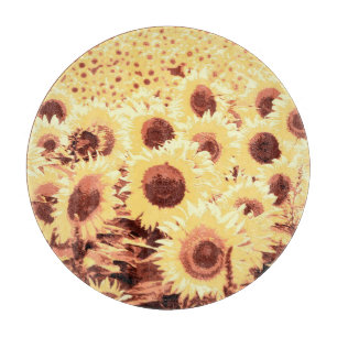 Blumenfeld - braun, gold und gelb schneidebrett