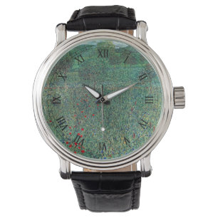 Blumenfeld in Litzlberg Klimt, Vintage Landschaft Armbanduhr