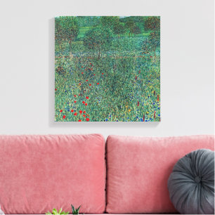 Blumenfeld in Litzlberg Klimt, Vintage Landschaft Leinwanddruck