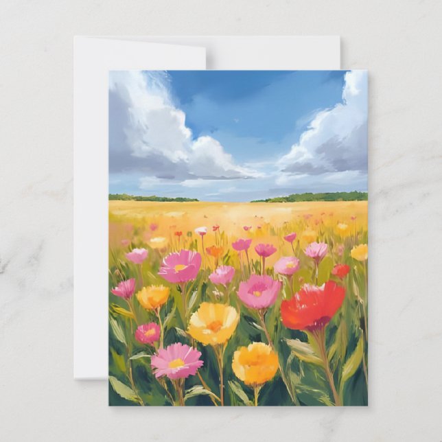 Blumenfeld Landschaftsmalerei Dankeskarte (Vorderseite)