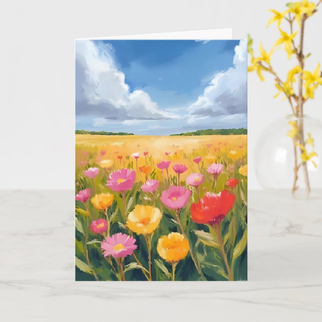Blumenfeld Landschaftsmalerei Karte (Gelbe Blume)