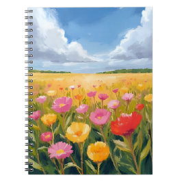 Blumenfeld Landschaftsmalerei Wasserfarbe Notizblock