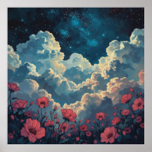 Blumenfeld mit Wolke