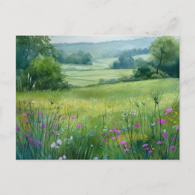 Blumenfeld Naturszene Postkarte (Vorderseite)