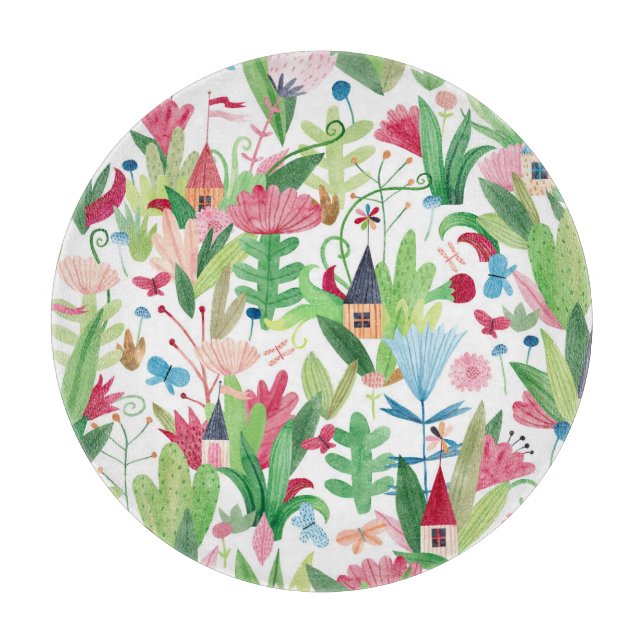 Blumenfelder: Muster für Aquarelle Schneidebrett (Vorderseite)