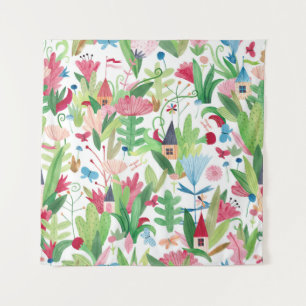 Blumenfelder: Muster für Aquarelle Wandteppich