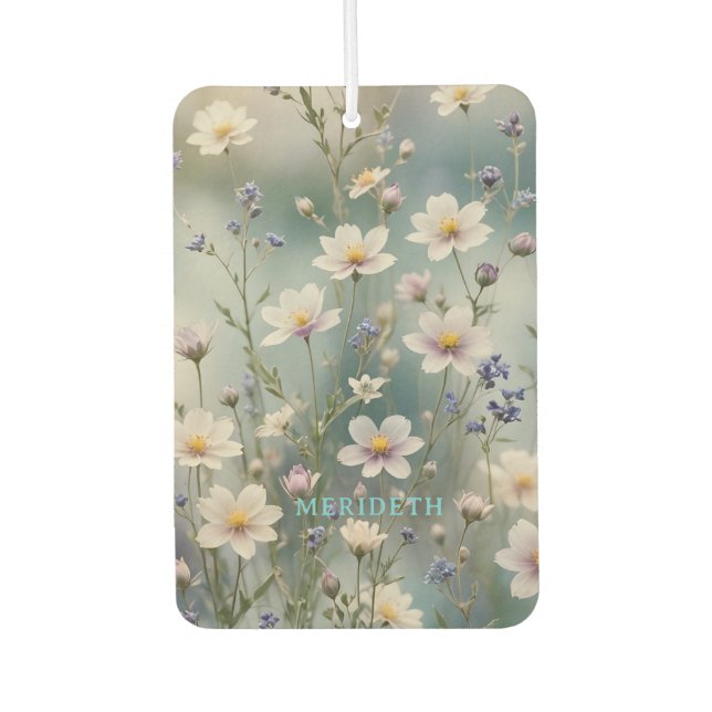 BlumenfeldGrün und Weiß Autolufterfrischer (Vorderseite)