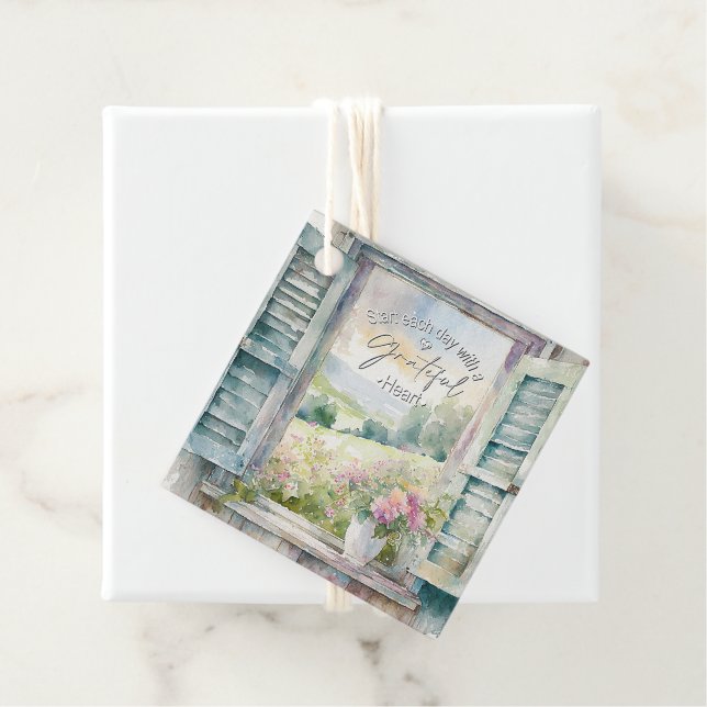 Blumenfenster mit Gratex-Herzfarbe Geschenkanhänger (Beispiel)