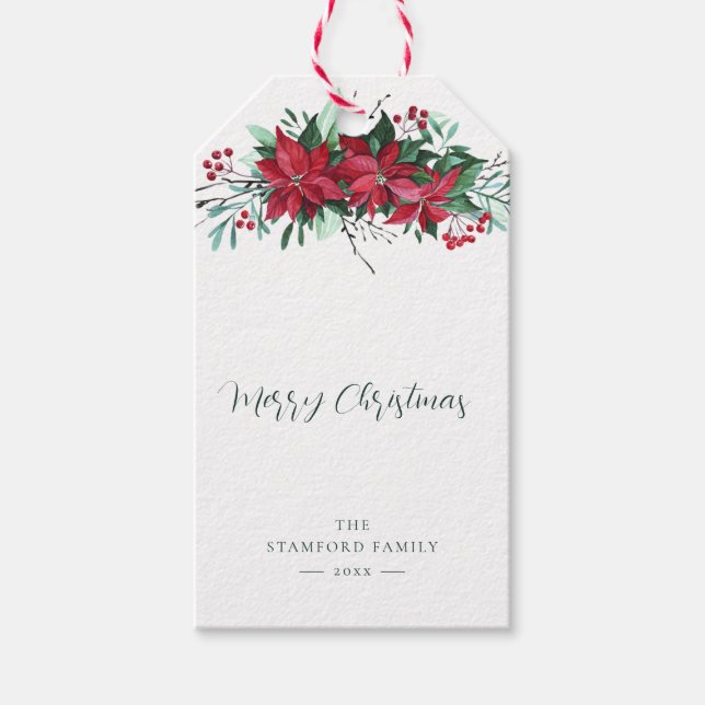 Blumenfestival Poinsettia Weihnachtsfeiertage Geschenkanhänger (Vorderseite)