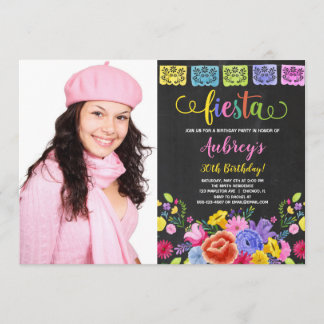 Blumenfiesta Geburtstagsparty Foto Einladung