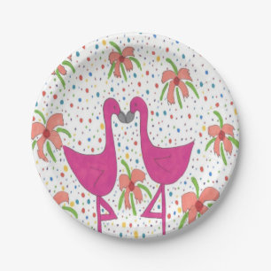 Blumenflamingo-Fiesta Pappteller