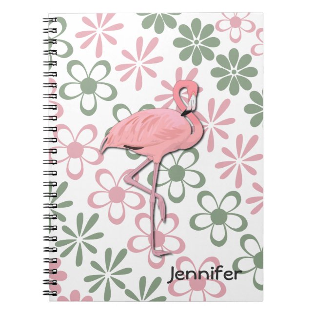 Blumenflamingo-Notizbuch Notizblock (Vorderseite)