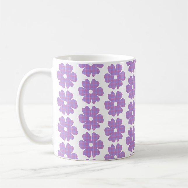 Blumenförmig kariert Rosa Lila Kaffeetasse (Links)