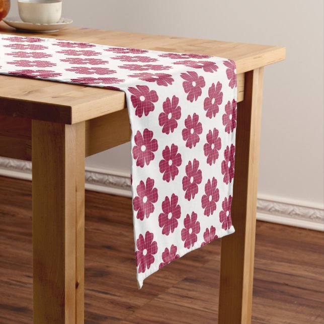Blumenförmiger Karo rot pink Tischläufer (Beispiel)