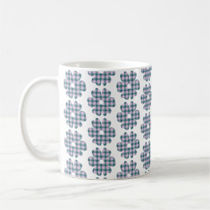 Blumenförmiges Karo-Rosa-Türkis Kaffeetasse