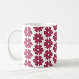 Blumenförmiges Karomuster Rot Pink Kaffeetasse