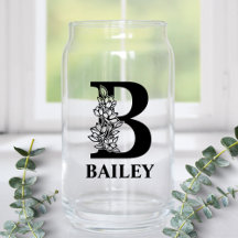 Blumenförmiges Monogramm Buchstabe B und personali