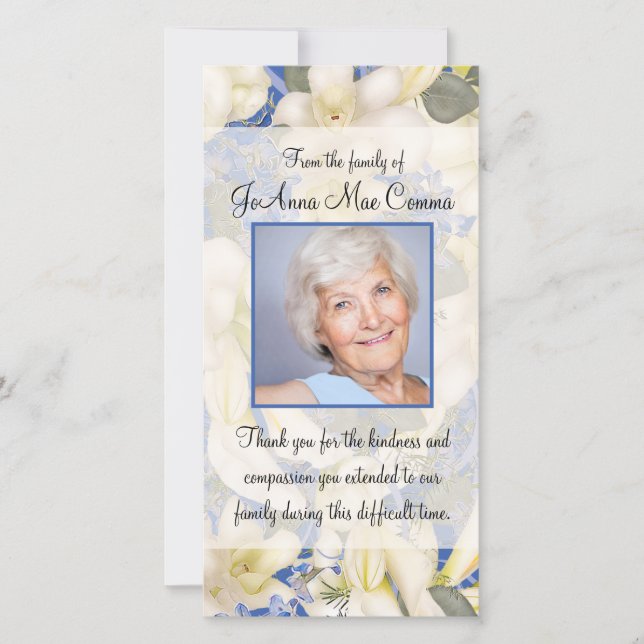 BlumenFoto-Beileid danken Ihnen mit Orchideen Dankeskarte (Vorderseite)