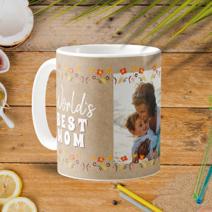 Blumenfoto für die beste Mama der Welt im rustikal Kaffeetasse