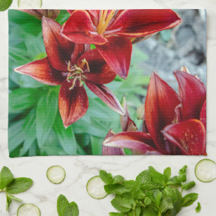 Blumenfotografie, Red Stargazer Lily Geschirrtuch
