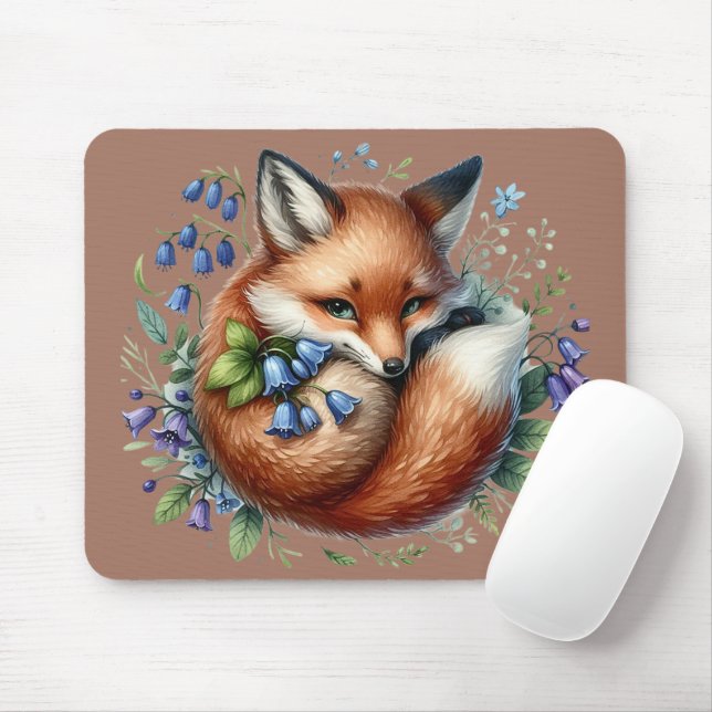 Blumenfox Botanische Holzkunst Mousepad (Mit Mouse)