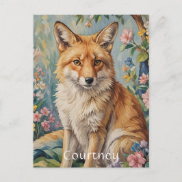 Blumenfox: Ein Fuchs unter Blumen Postkarte