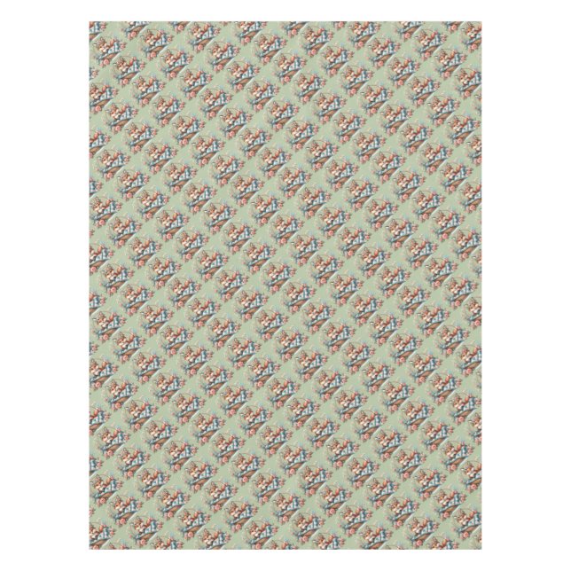 Blumenfox im Korb mit Quilt und Blume Tischdecke (Vorderseite)