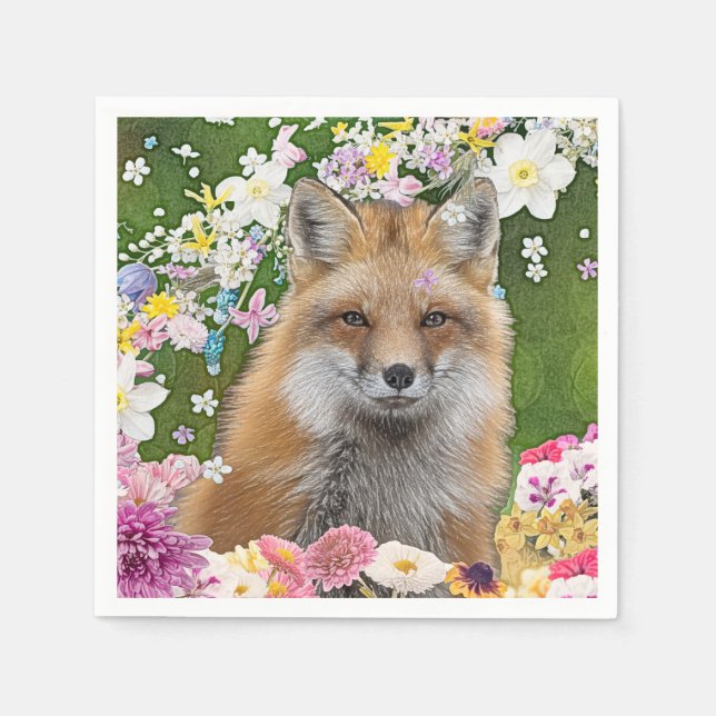 Blumenfox Serviette (Vorderseite)