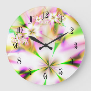 Blumenfraktal Große Wanduhr