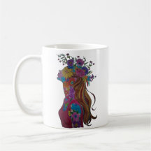 Blumenfrau Floral Silhouette Tasse