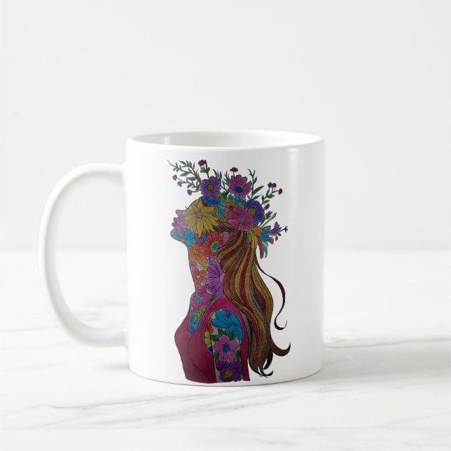 Blumenfrau Floral Silhouette Tasse (Links)