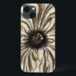 Blumenfresco auf Tan Hintergrund iPhone 13 Hülle<br><div class="desc">Ein großer Blumenkopf bildet den größten Teil dieses Freskos. Auf einem bräunlichen Hintergrund ist das Stück sehr rustikal. Das wäre eine schöne Ergänzung zu jeder Zuhause!</div>