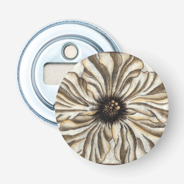 Blumenfresco auf Tan Hintergrund Flaschenöffner (Vorderseite)