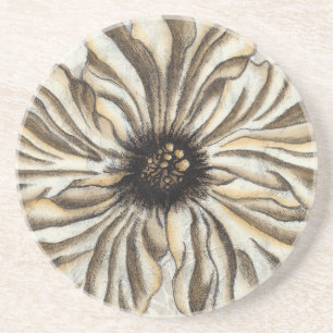 Blumenfresco auf Tan Hintergrund Getränkeuntersetzer