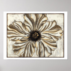 Blumenfresco auf Tan Hintergrund Poster