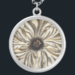 Blumenfresco auf Tan Hintergrund Versilberte Kette<br><div class="desc">Ein großer Blumenkopf bildet den größten Teil dieses Freskos. Auf einem bräunlichen Hintergrund ist das Stück sehr rustikal. Das wäre eine schöne Ergänzung zu jeder Zuhause!</div>