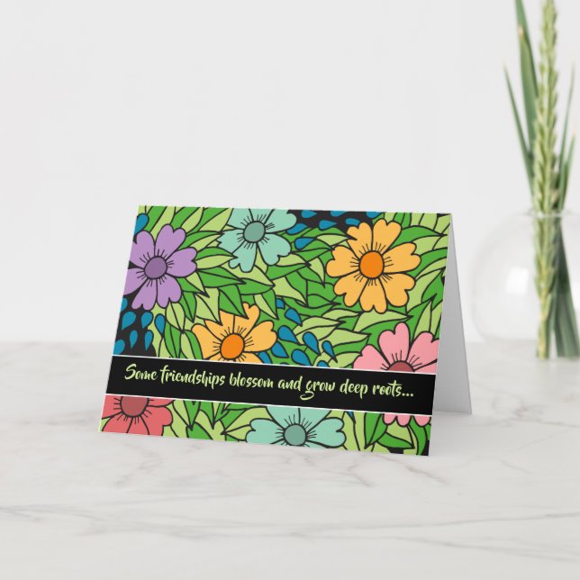 Blumenfreunde BESTE FREUNDIN für eine lange Zeit d Karte (Vorderseite)