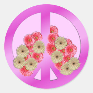 Blumenfrieden Runder Aufkleber
