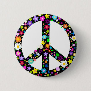Blumenfriedenssymbol Button