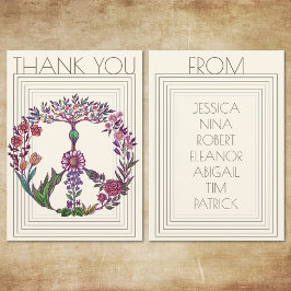 Blumenfriedenszeichen Moderne Bohemische Blume Gir Dankeskarte