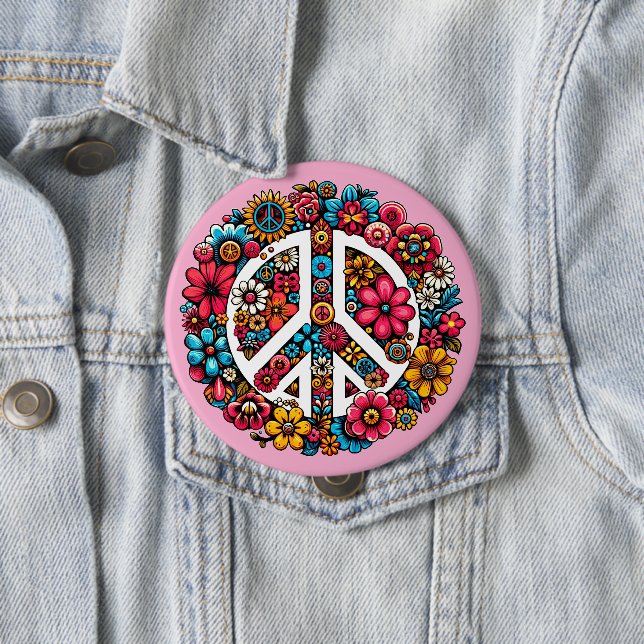 Blumenfriedzeichen Symbol für Farbbilderkunst Button (Beispiel)