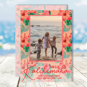 Blumenfrohe Mele Kalikimaka-Foto Feiertagskarte