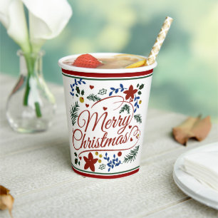 Blumenfrohe Weihnachten Papiertassen Pappbecher